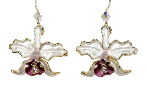 White Petal Orchid Earrings