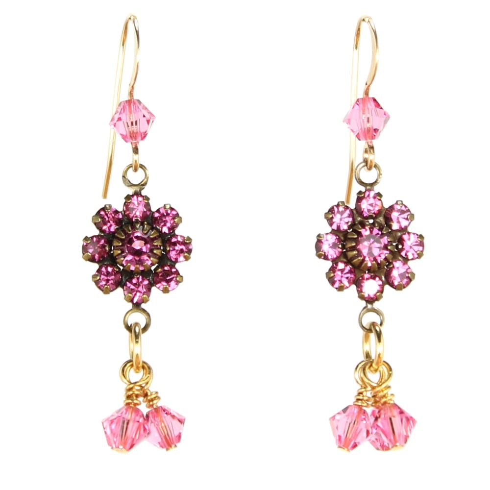 Rosaline Gold Flower Dangle Earrings