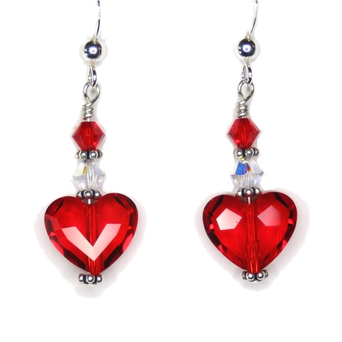 Lt. Siam Swarovski® Crystal Heart Earrings – Sky Blue Designs, LLC