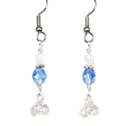 Sapphire Czech Glass Flower Bubble Earrings – Sky Blue Designs, LLC