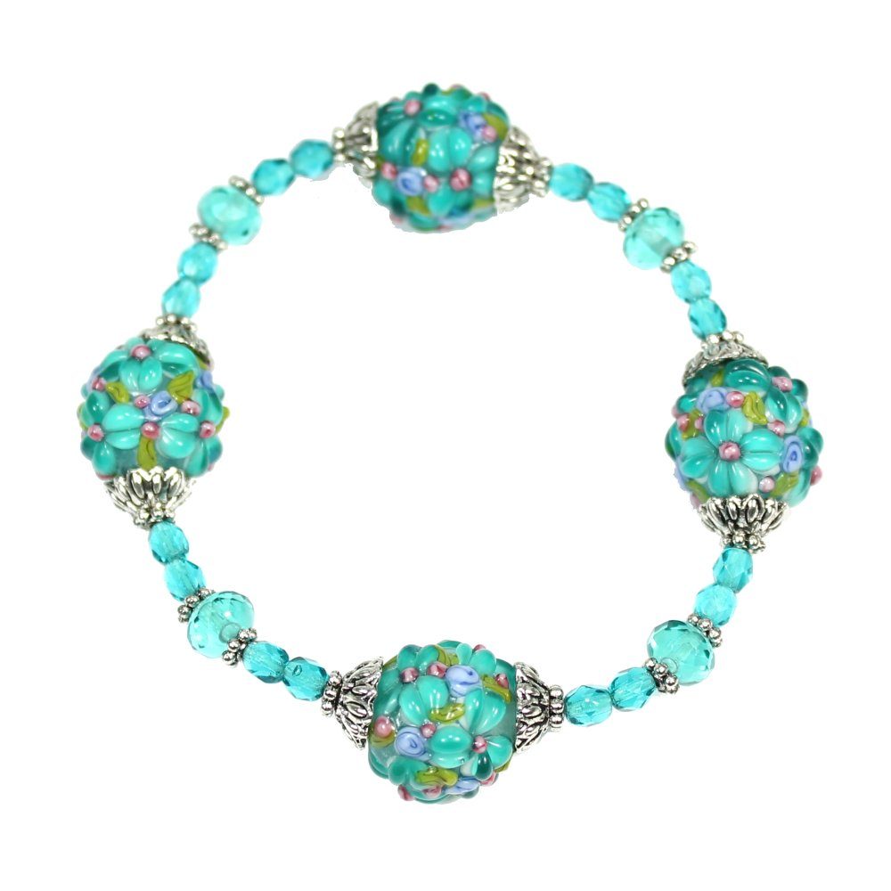 Teal Flower Round Bracelet