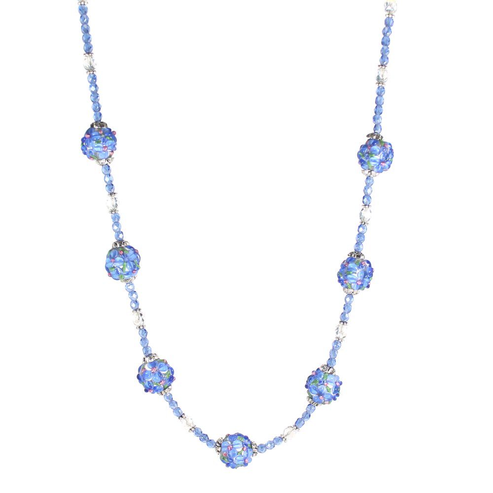 Sapphire Flower Round Necklace