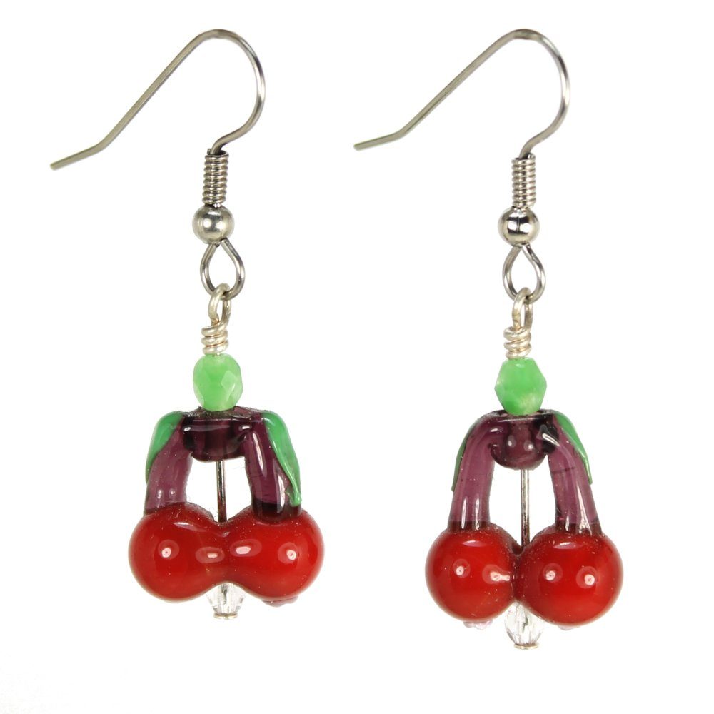 Cherry Lampwork Earrings