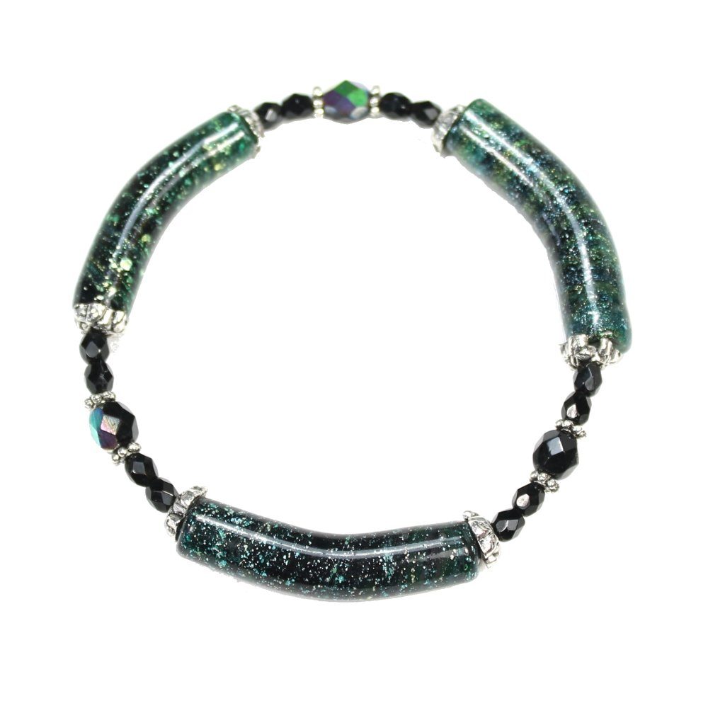 Black Dichroic Curved Tube Bracelet