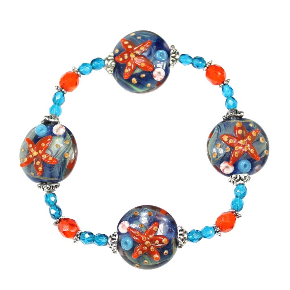 Starfish - Large Orange Lampwork Bracelet