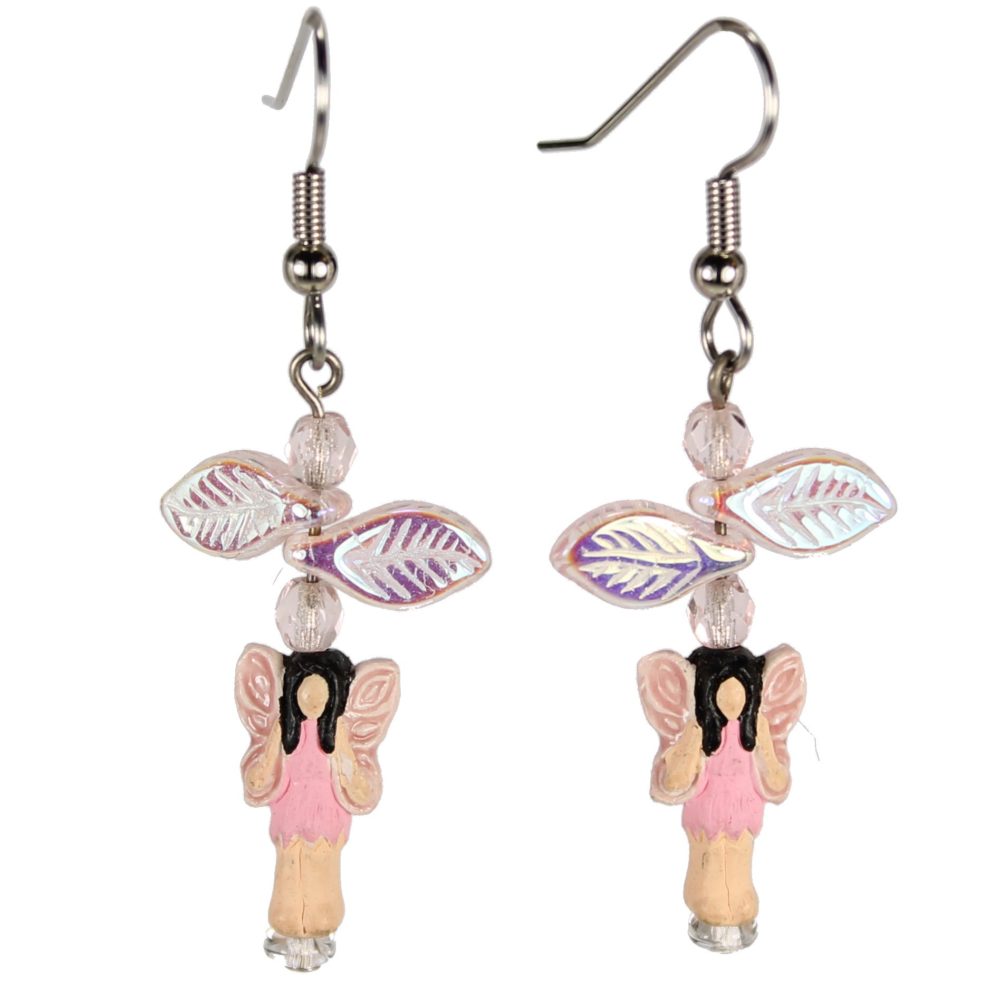 Pink Fairly (Light Skin) Teeny Tiny Peruvian Ceramic Earrings