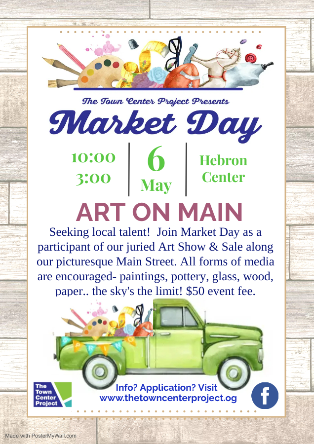 The Town Center Project presents Market Day 10:00 to 3:00 May 6 at Hebron Center